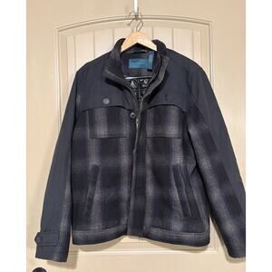 Perry Ellis Principles Mens Charcoal Gray Wool Blend Lined Coat Jacket